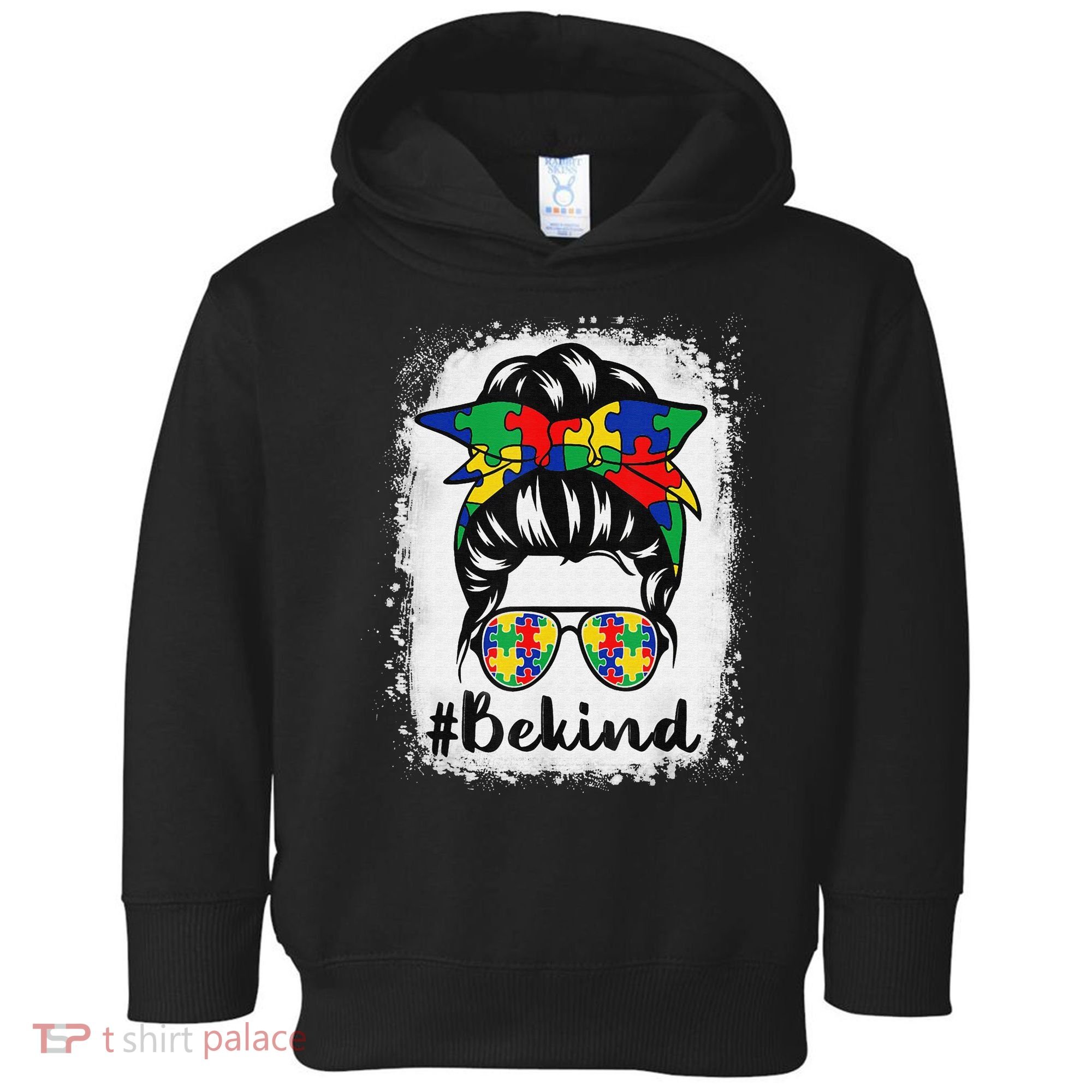 Be Kind Autism Awareness Messy Bun Hair Toddler Hoodie