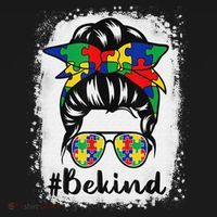 Be Kind Autism Awareness Messy Bun Hair Kids Sweatshirt thumb 2