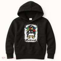 Be Kind Autism Awareness Messy Bun Hair Kids Hoodie thumb 0