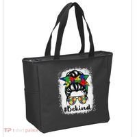 Be Kind Autism Awareness Messy Bun Hair Tote Bag thumb 2