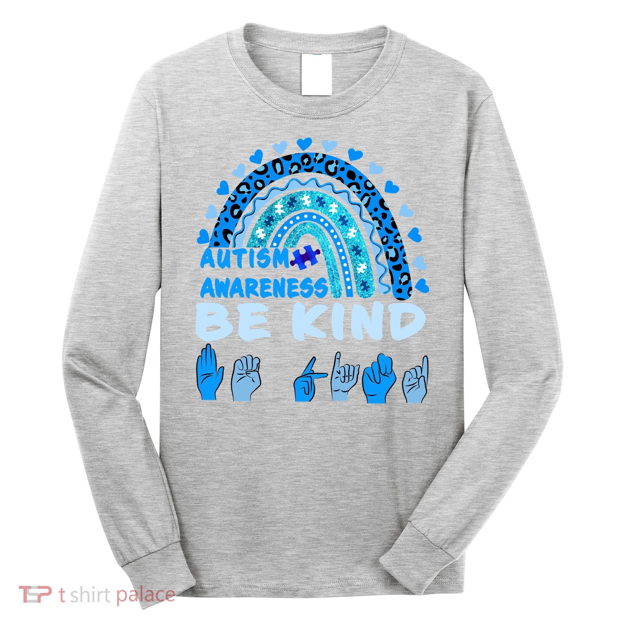 Be Kind Autism Awareness Rainbow Trendy BoHo Rainbow Leopard Print Long Sleeve Shirt