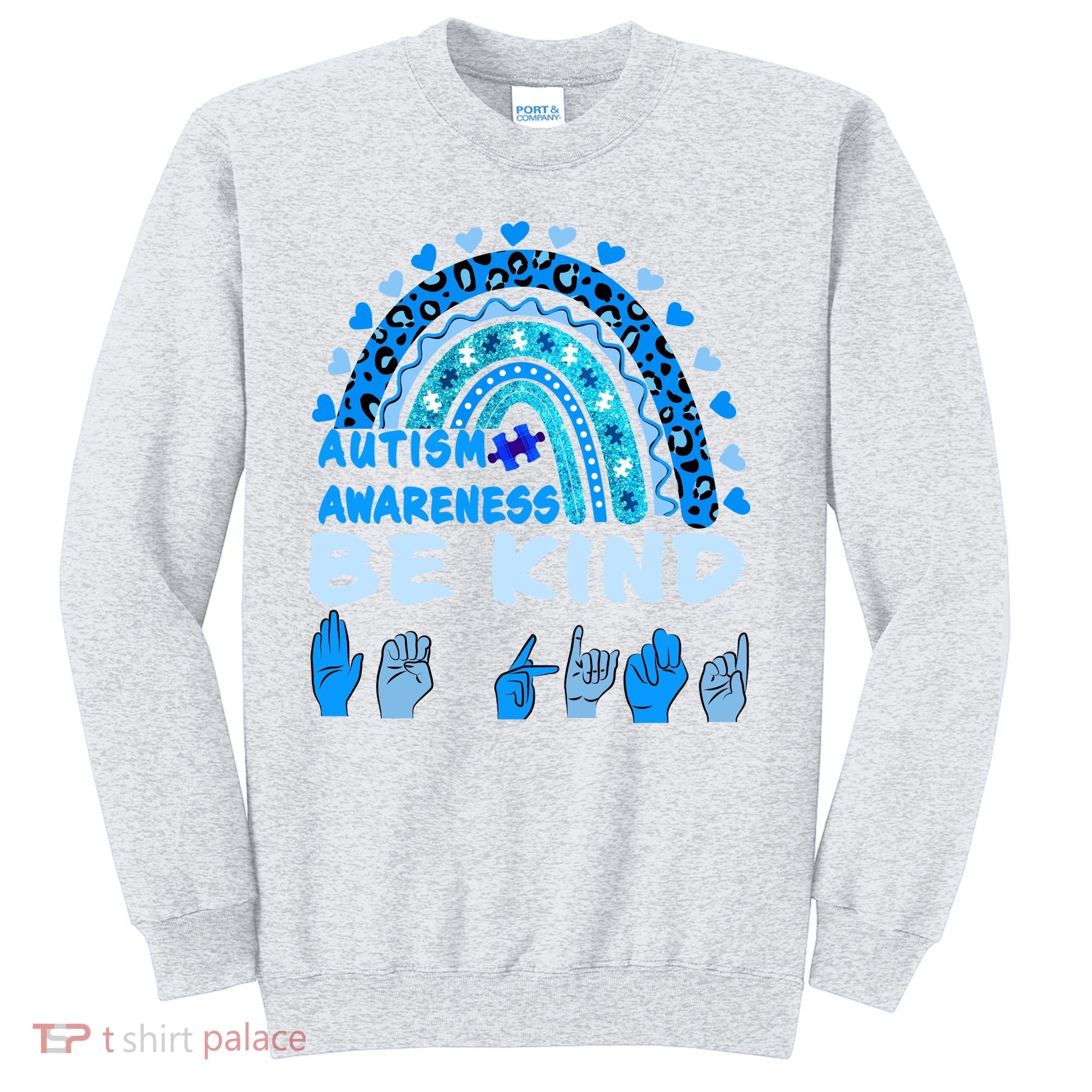 Be Kind Autism Awareness Rainbow Trendy BoHo Rainbow Leopard Print Sweatshirt