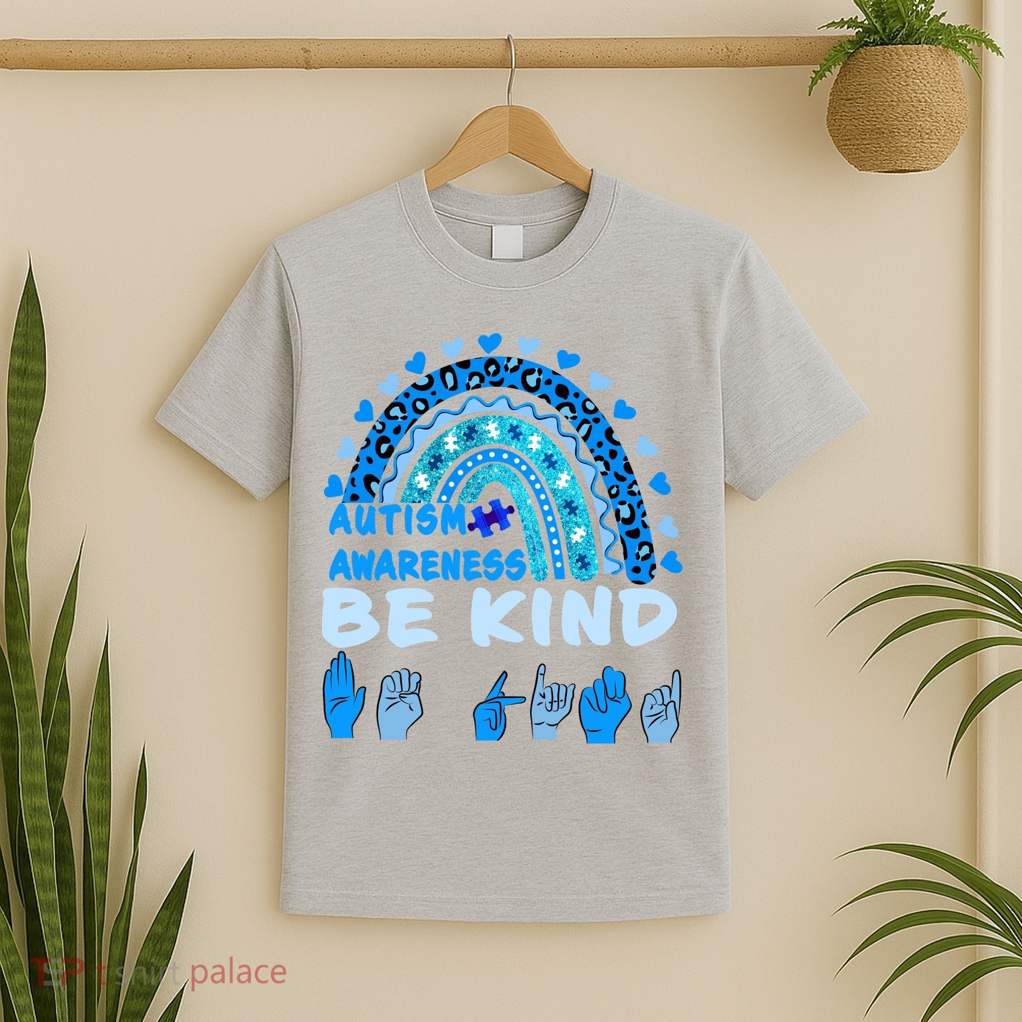 Be Kind Autism Awareness Rainbow Trendy BoHo Rainbow Leopard Print T-Shirt