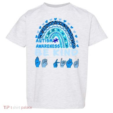 Be Kind Autism Awareness Rainbow Trendy BoHo Rainbow Leopard Print Toddler T-Shirt