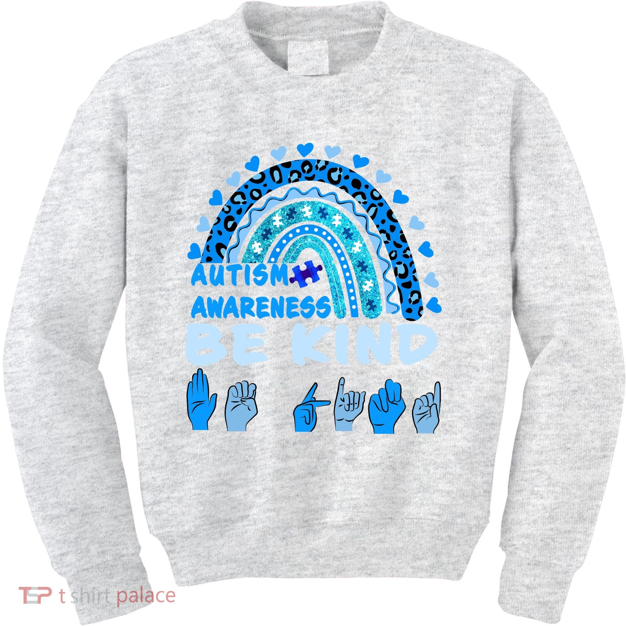 Be Kind Autism Awareness Rainbow Trendy BoHo Rainbow Leopard Print Kids Sweatshirt