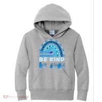 Be Kind Autism Awareness Rainbow Trendy BoHo Rainbow Leopard Print Kids Hoodie thumb 0