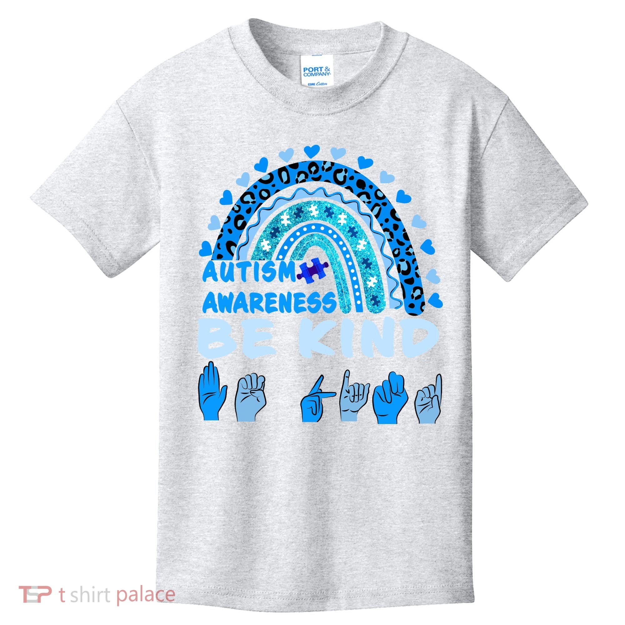 Be Kind Autism Awareness Rainbow Trendy BoHo Rainbow Leopard Print Kids T-Shirt