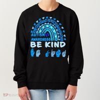 Be Kind Autism Awareness Rainbow Trendy BoHo Rainbow Leopard Print Women's Sweatshirt thumb 0
