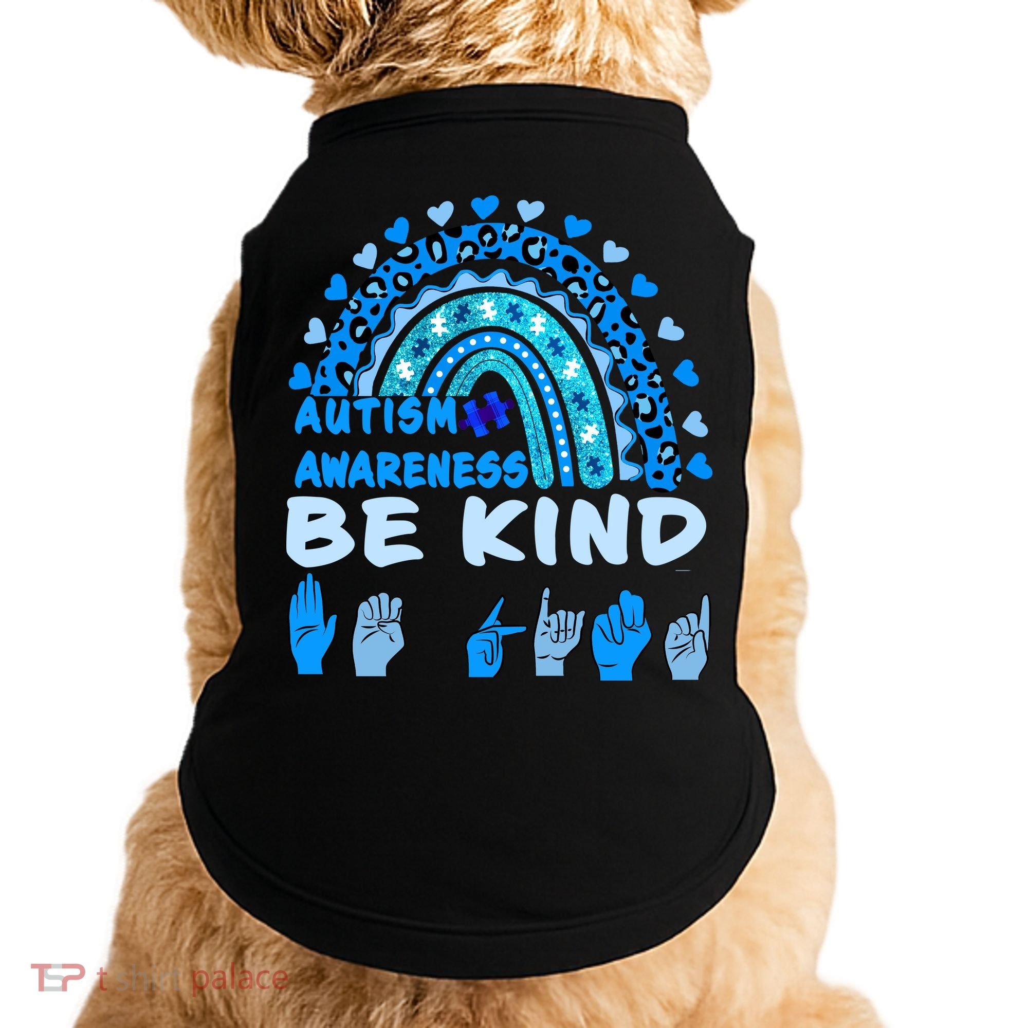 Be Kind Autism Awareness Rainbow Trendy BoHo Rainbow Leopard Print Doggie Tank