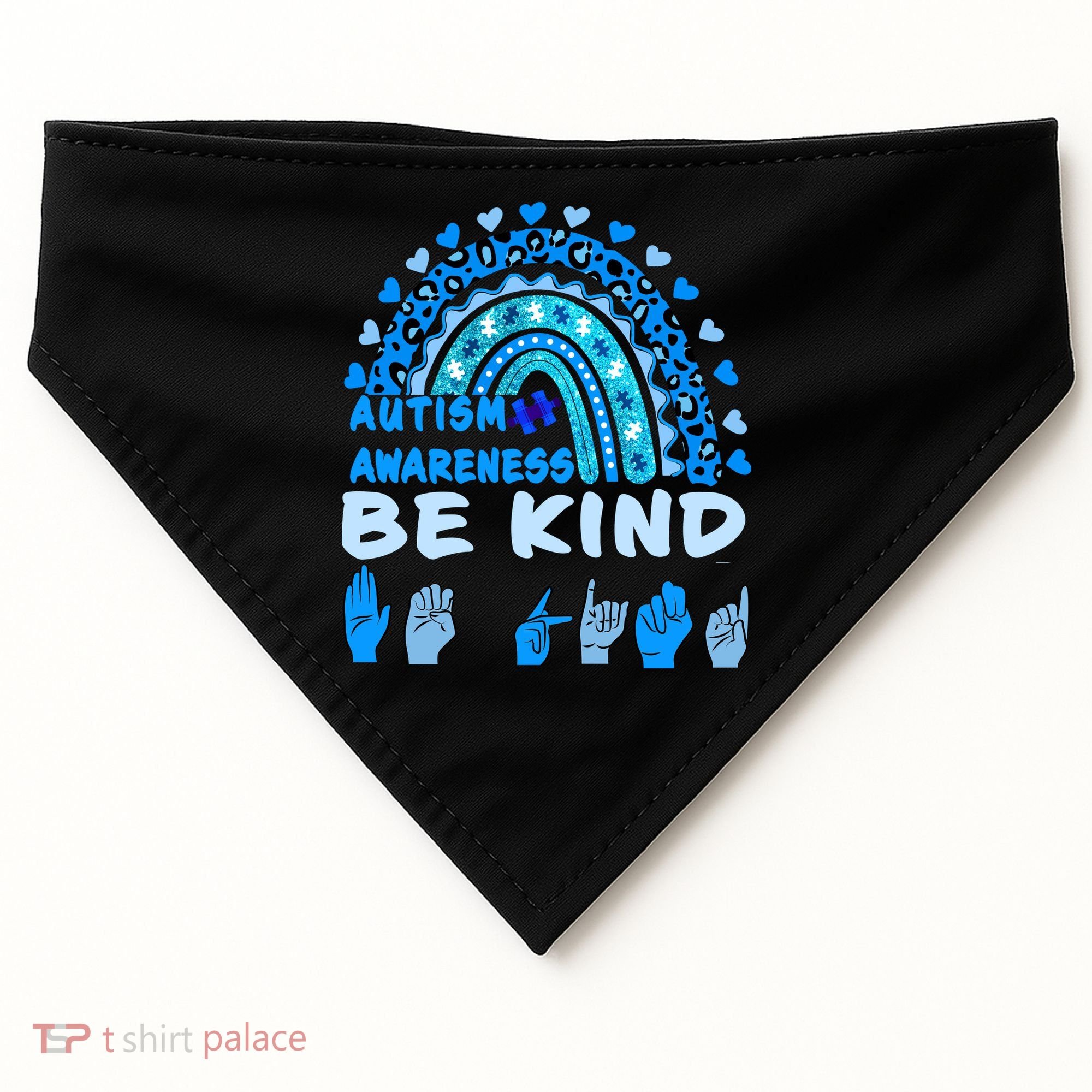 Be Kind Autism Awareness Rainbow Trendy BoHo Rainbow Leopard Print USA-Made Doggie Bandana