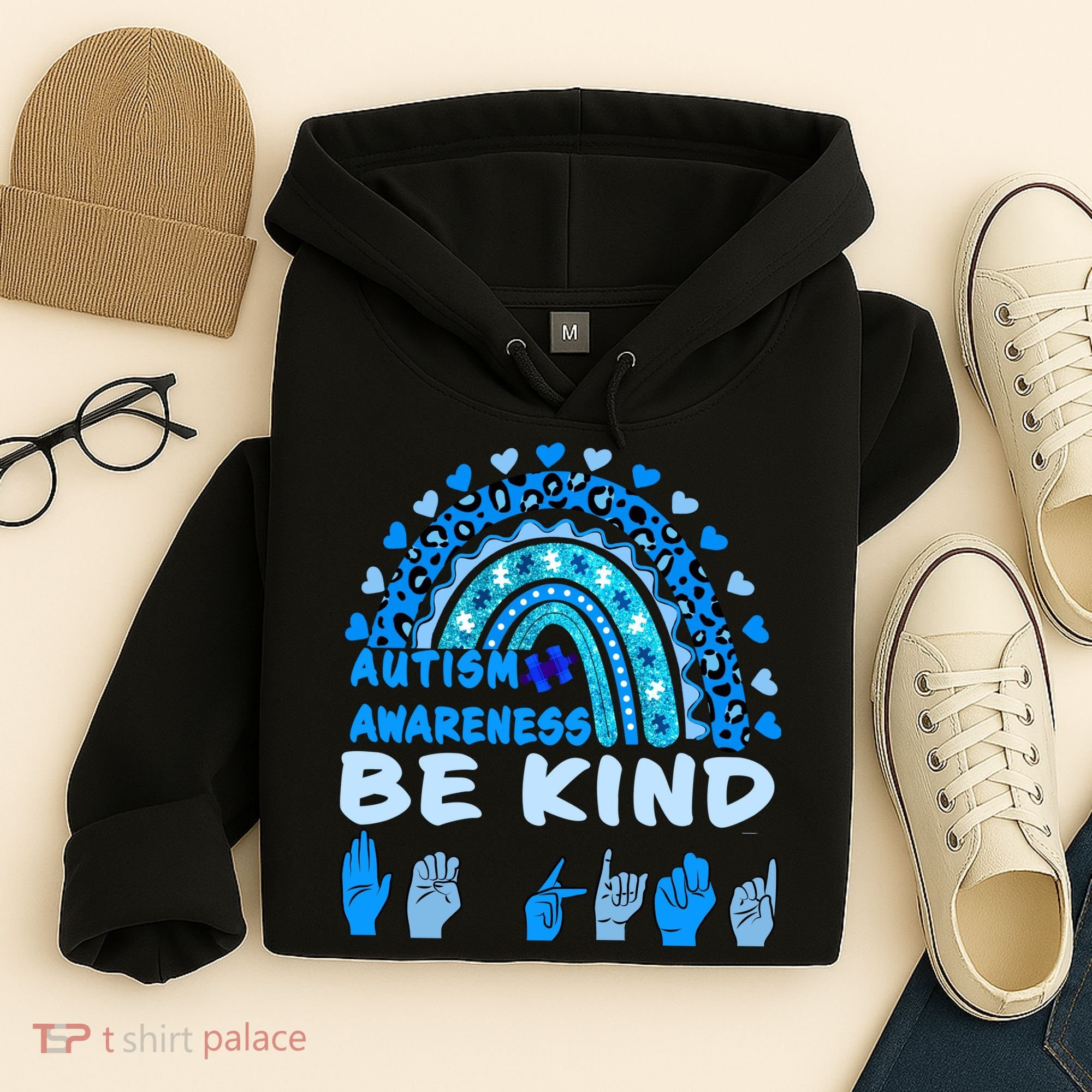 Be Kind Autism Awareness Rainbow Trendy BoHo Rainbow Leopard Print Hoodie