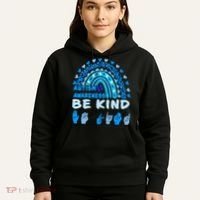 Be Kind Autism Awareness Rainbow Trendy BoHo Rainbow Leopard Print Hoodie thumb 5