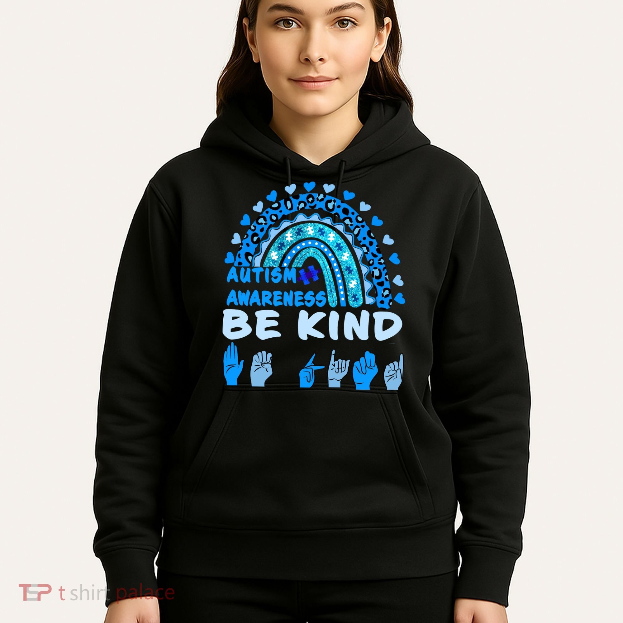 Be Kind Autism Awareness Rainbow Trendy BoHo Rainbow Leopard Print Hoodie