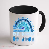 Be Kind Autism Awareness Rainbow Trendy BoHo Rainbow Leopard Print Coffee Mug thumb 1
