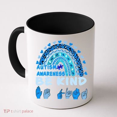 Be Kind Autism Awareness Rainbow Trendy BoHo Rainbow Leopard Print Coffee Mug