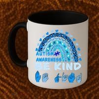 Be Kind Autism Awareness Rainbow Trendy BoHo Rainbow Leopard Print Coffee Mug thumb 2
