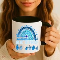 Be Kind Autism Awareness Rainbow Trendy BoHo Rainbow Leopard Print Coffee Mug thumb 3