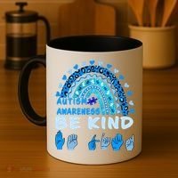 Be Kind Autism Awareness Rainbow Trendy BoHo Rainbow Leopard Print Coffee Mug thumb 4