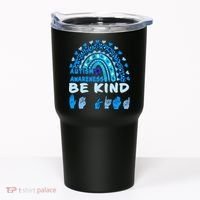 Be Kind Autism Awareness Rainbow Trendy BoHo Rainbow Leopard Print Tumbler thumb 0