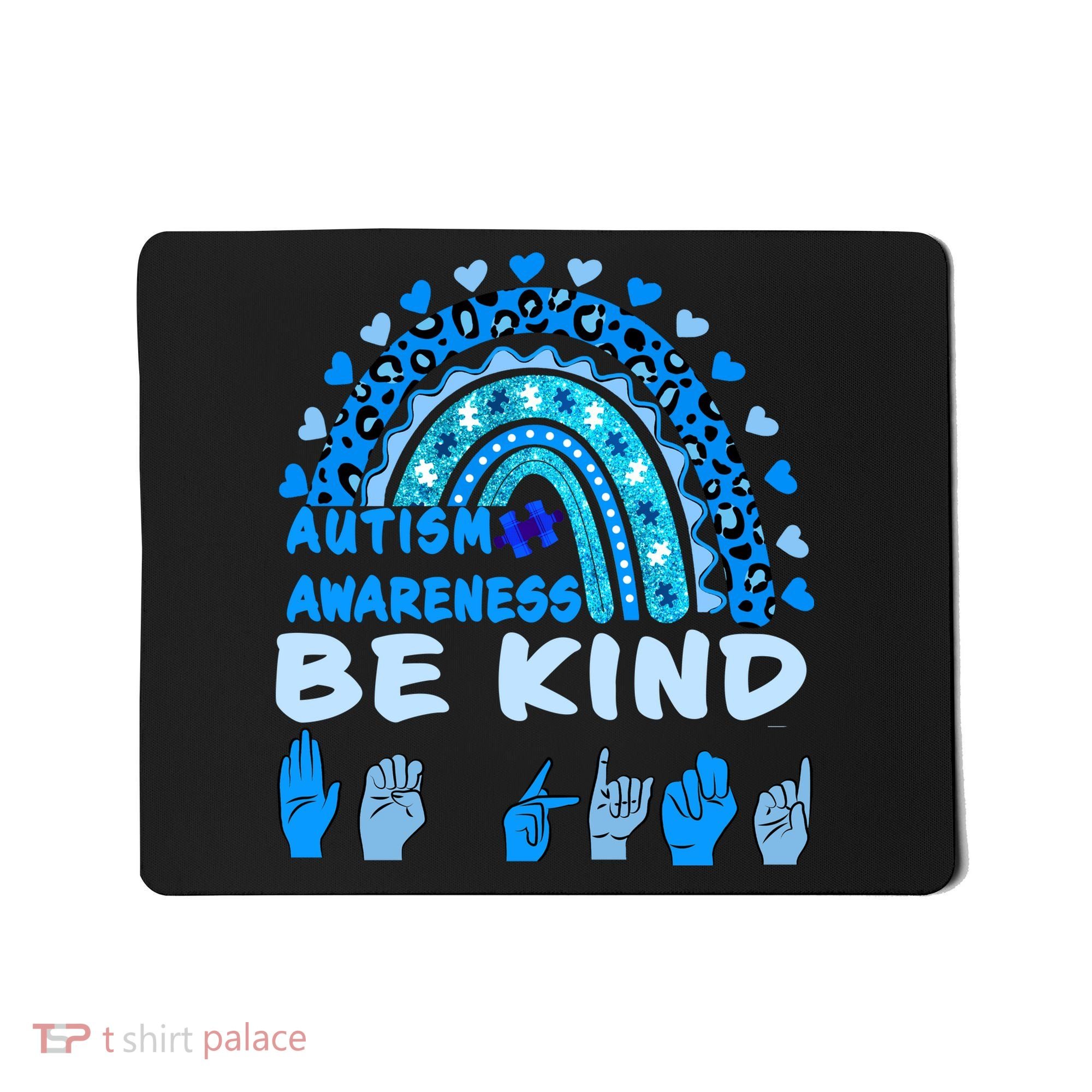 Be Kind Autism Awareness Rainbow Trendy BoHo Rainbow Leopard Print Mousepad