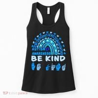 Be Kind Autism Awareness Rainbow Trendy BoHo Rainbow Leopard Print Women's Tank Top thumb 0