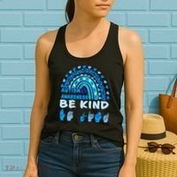 Be Kind Autism Awareness Rainbow Trendy BoHo Rainbow Leopard Print Women's Tank Top thumb 2