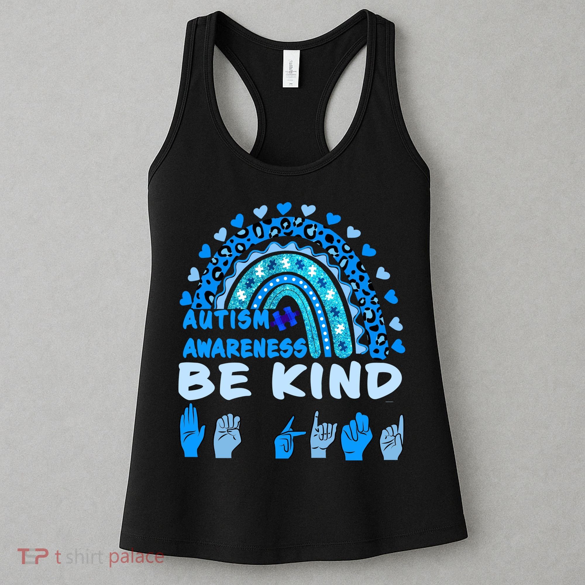 Be Kind Autism Awareness Rainbow Trendy BoHo Rainbow Leopard Print Women's Tank Top