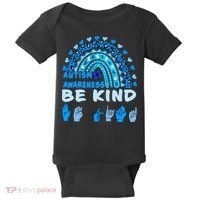 Be Kind Autism Awareness Rainbow Trendy BoHo Rainbow Leopard Print Baby Bodysuit thumb 0