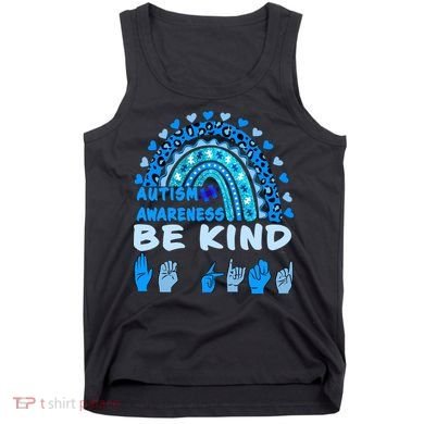 Be Kind Autism Awareness Rainbow Trendy BoHo Rainbow Leopard Print Tank Top