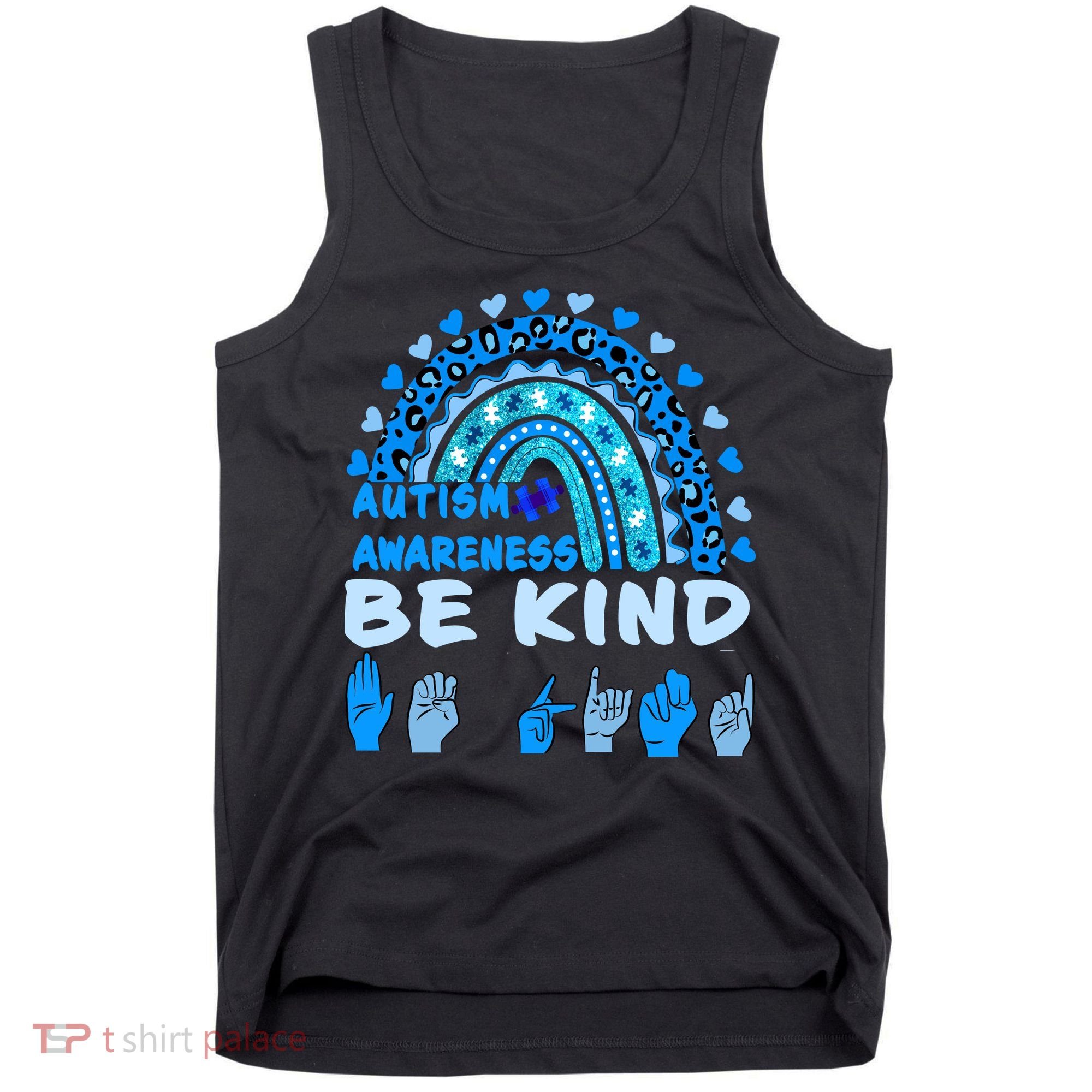 Be Kind Autism Awareness Rainbow Trendy BoHo Rainbow Leopard Print Tank Top