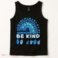 Be Kind Autism Awareness Rainbow Trendy BoHo Rainbow Leopard Print Tank Top thumb 2