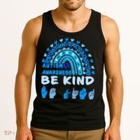 Be Kind Autism Awareness Rainbow Trendy BoHo Rainbow Leopard Print Tank Top thumb 3