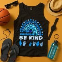 Be Kind Autism Awareness Rainbow Trendy BoHo Rainbow Leopard Print Tank Top thumb 4