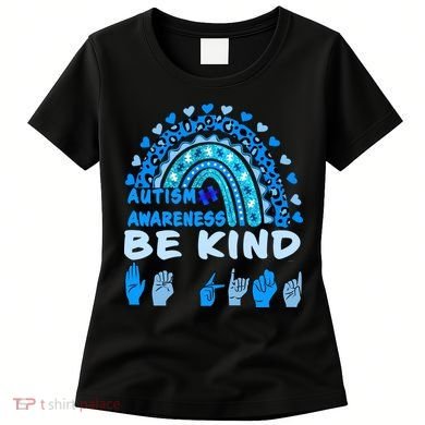 Be Kind Autism Awareness Rainbow Trendy BoHo Rainbow Leopard Print Women's T-Shirt