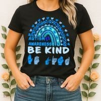 Be Kind Autism Awareness Rainbow Trendy BoHo Rainbow Leopard Print Women's T-Shirt thumb 2