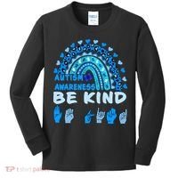 Be Kind Autism Awareness Rainbow Trendy BoHo Rainbow Leopard Print Kids Long Sleeve Shirt thumb 0