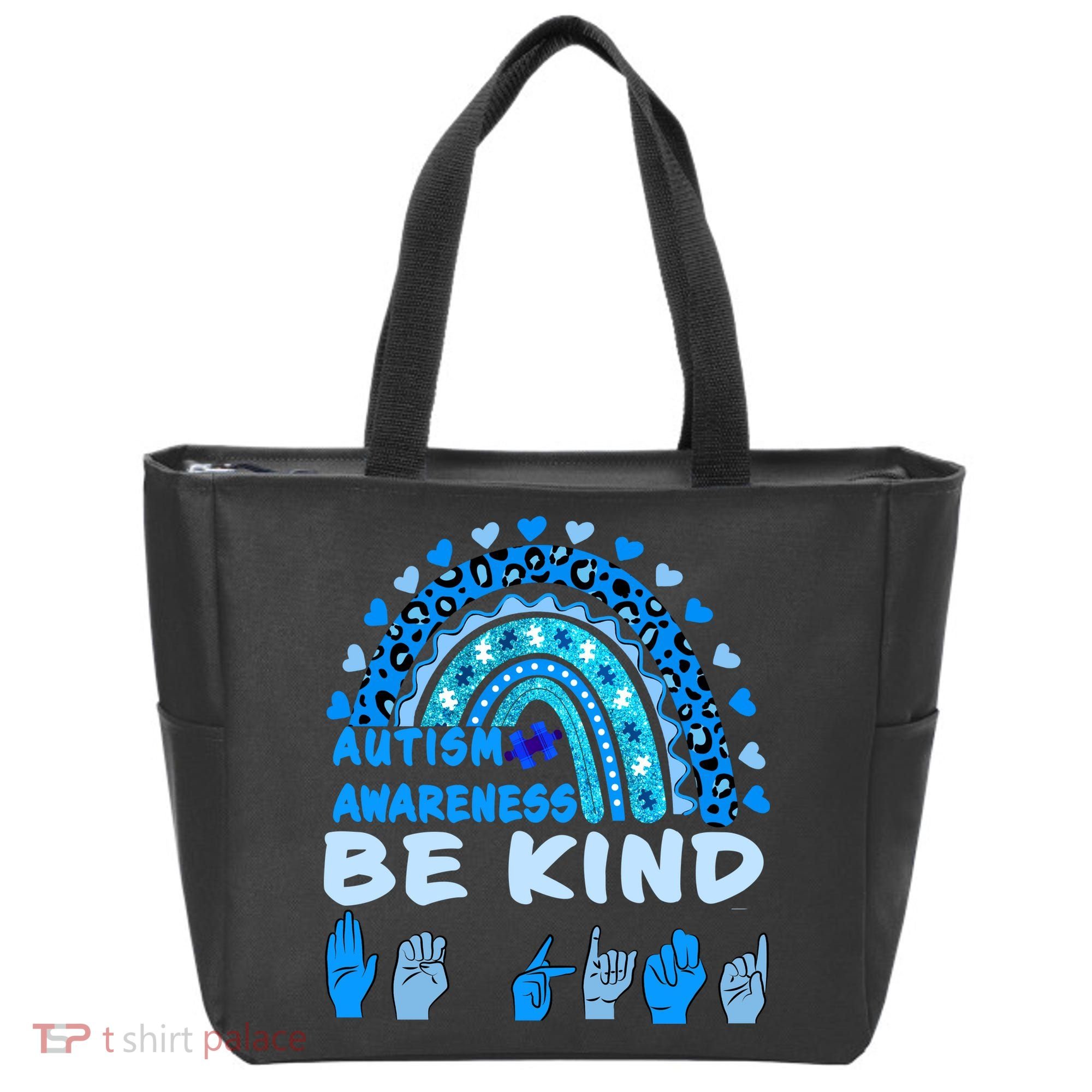 Be Kind Autism Awareness Rainbow Trendy BoHo Rainbow Leopard Print Tote Bag
