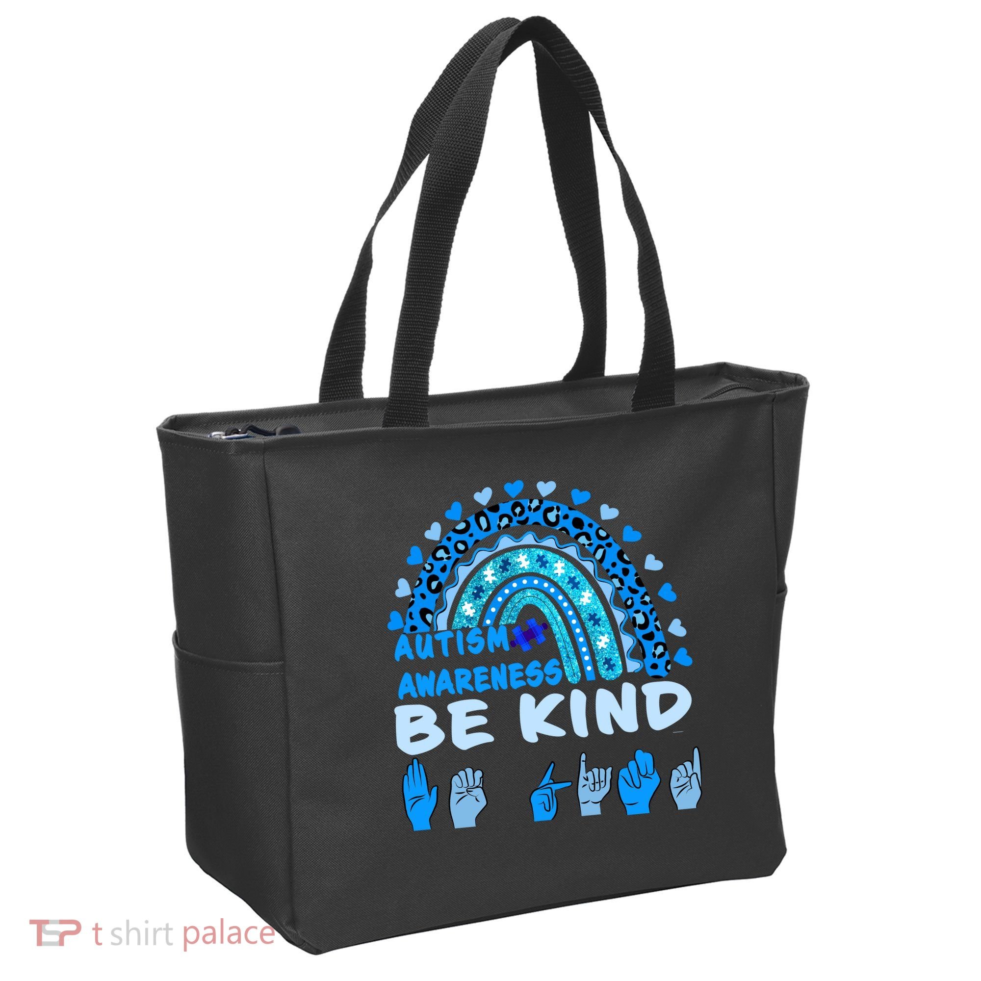 Be Kind Autism Awareness Rainbow Trendy BoHo Rainbow Leopard Print Tote Bag