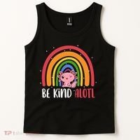 Be Kind ALOTL Axolotl Rainbow Teacher Positive Inspirational Tank Top thumb 2