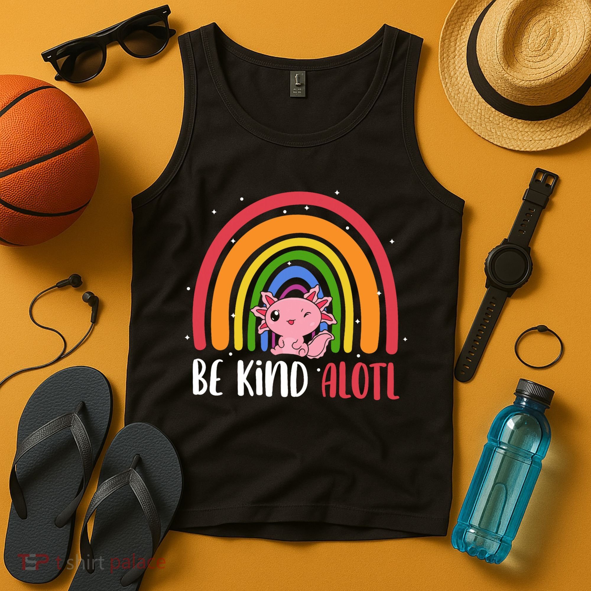 Be Kind ALOTL Axolotl Rainbow Teacher Positive Inspirational Tank Top