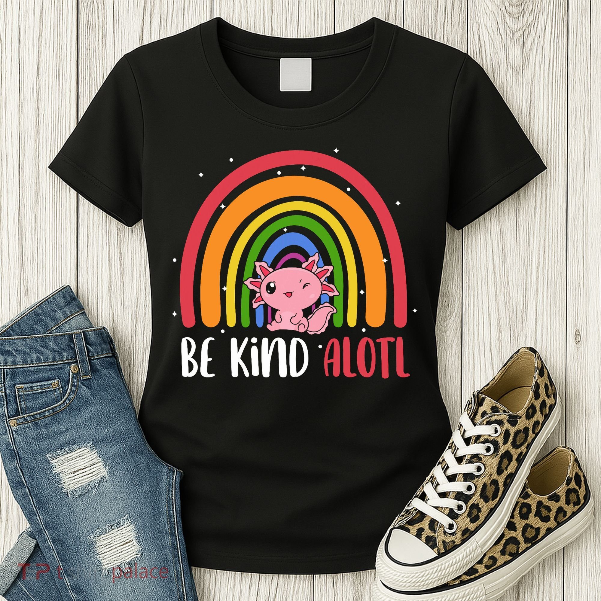 Be Kind ALOTL Axolotl Rainbow Teacher Positive Inspirational Women's T-Shirt