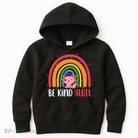 Be Kind ALOTL Axolotl Rainbow Teacher Positive Inspirational Kids Hoodie thumb 0