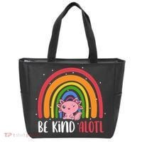 Be Kind ALOTL Axolotl Rainbow Teacher Positive Inspirational Tote Bag thumb 0