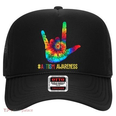 Be Kind ASL Love Sign Language Hand Autism Awareness Hat