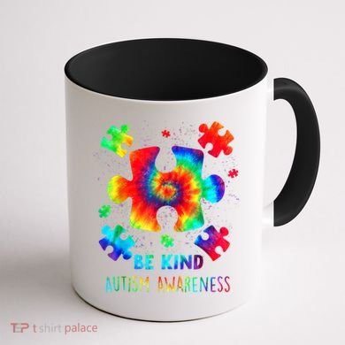 Be Kind Autism Awareness Rainbow Coffee Mug back