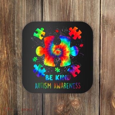 Be Kind Autism Awareness Rainbow Coaster