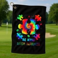 Be Kind Autism Awareness Rainbow Golf Towel thumb 1
