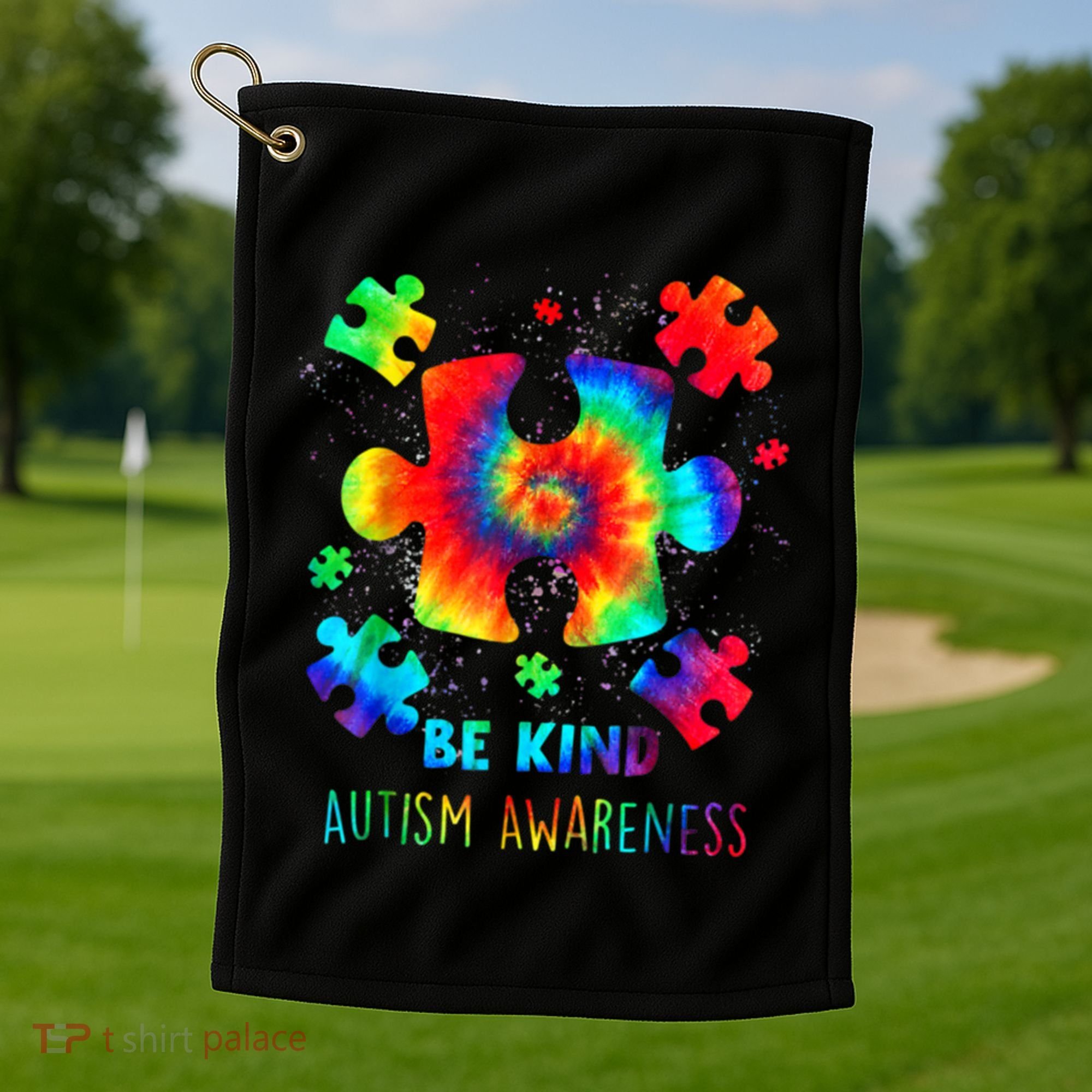 Be Kind Autism Awareness Rainbow Golf Towel