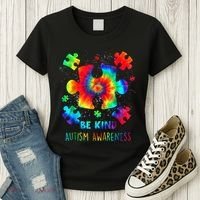Be Kind Autism Awareness Rainbow Women's T-Shirt thumb 3