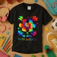 Be Kind Autism Awareness Rainbow Kids T-Shirt thumb 3